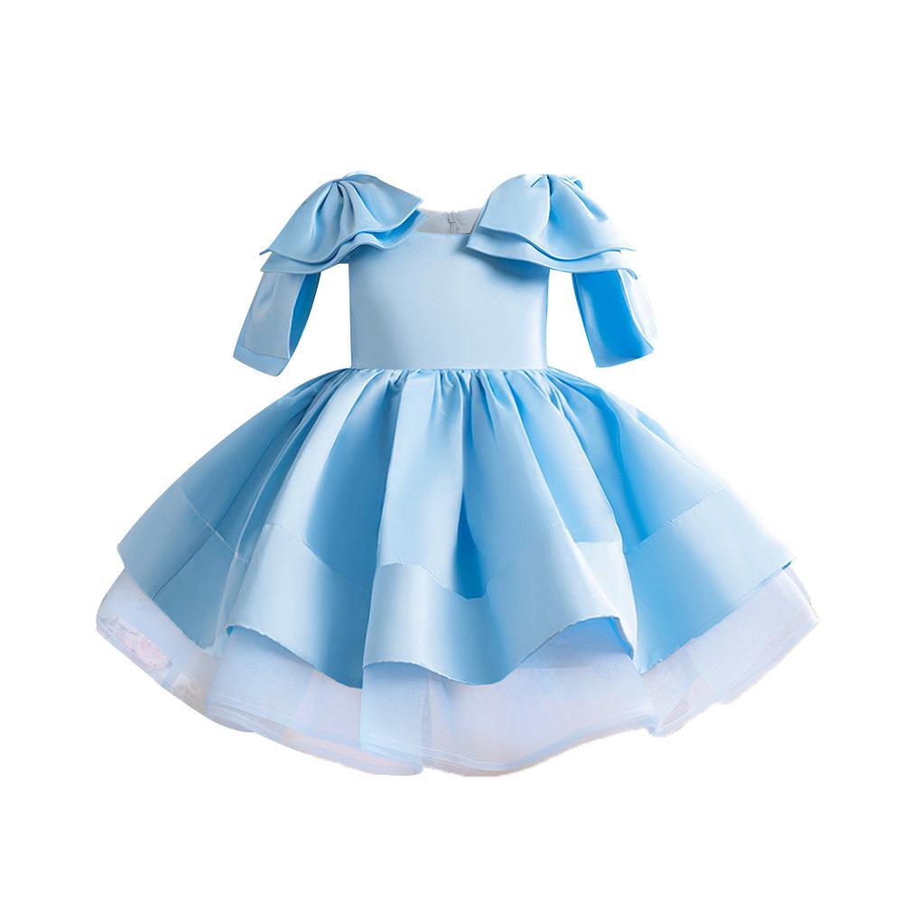 Robe de Princesse Satinée pour Filles – Jupe Plissée Papillon pour l'Été et la Remise des Diplômes