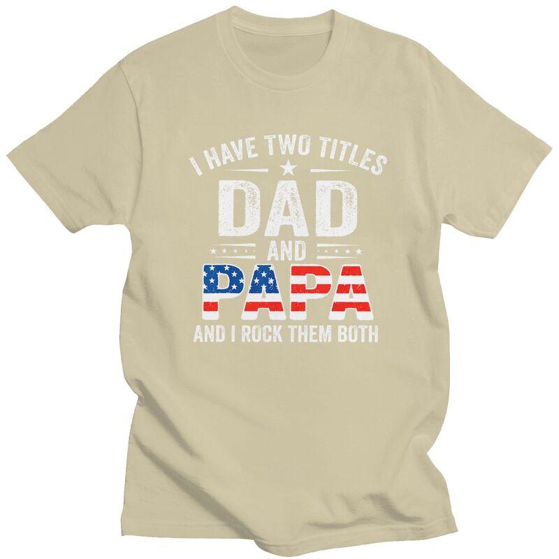 Custom Retro USA Flag Dad And Papa T Shirts Men Pure Cotton Tee Tops Fathers Day Gift Tshirts Short Sleeve Fashion Tshirt