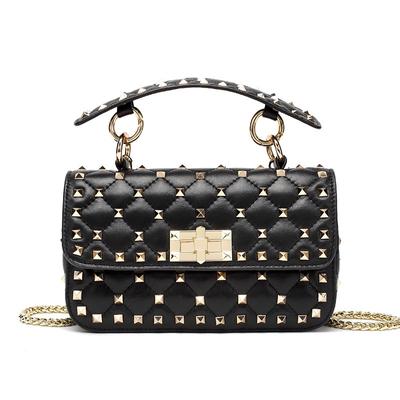 Style Sheepskin Rivet Bag Single Shoulder Crossbody Bag Leather Small Square Bag Personalized Women's Fashion Versatile High Texture