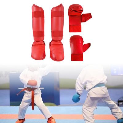 Karate Sparring Gear Set Boxing Gloves Shin Guards Equipment for