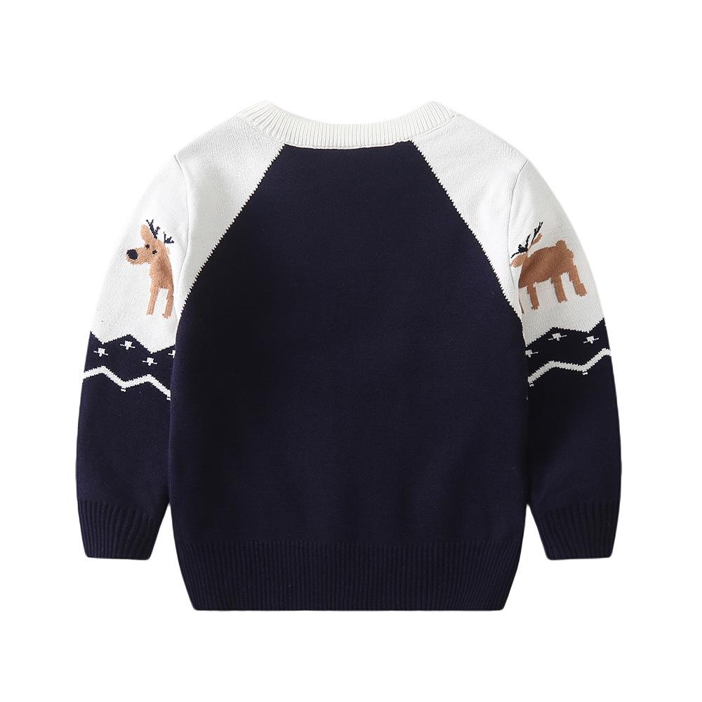 Children's Christmas Sweater: Three Little Deer Jacquard Pullover, Long Sleeve