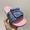 Fashion 2025 Summer New Pocket Denim Flat Slippers Comfortable Casual Size 47 48 Thick Soled Men's Women's Multi-color Outdoor Sandals