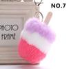 1Pcs Car Soft Pompom Fluffy Ice Cream Faux Fur Key Chain Gift Key Ring Jewelry Pendant