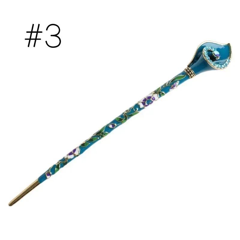 1 Pcs Women Vintage Hair Stick Fashion Metal Rhinestone Handmade Hair Hairpin Pin Accessories Creative Gifts Head Decor