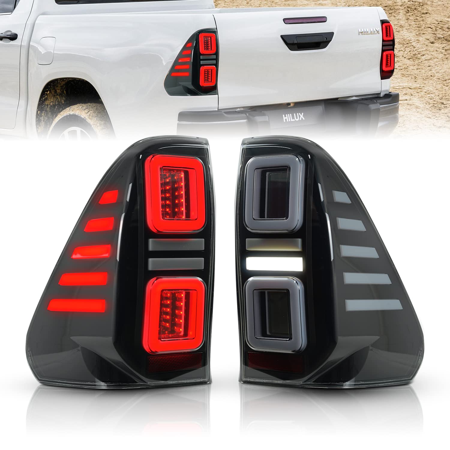

Archaic Toyota Hilux GUN125 All LED Flowing Turn Opening Ceremony Genuine Left and Right September Taillights for Toyota Hilux Taillights, Lights,