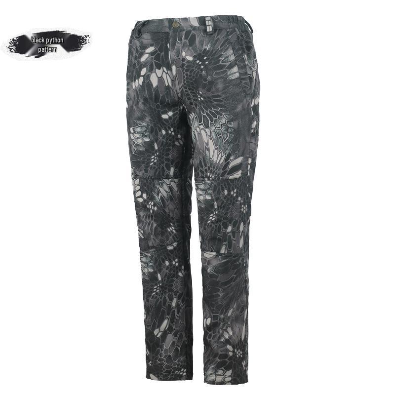 Men's Outdoor Windproof Ski Pants: Winter Fleece-Lined, Cold-Proof, Multi-Pocket Softshell for Mountaineering