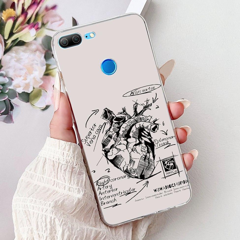 Clear For Honor 9 Lite Case Cute Cat Luxury Fashion Flowers Cool Boys Soft Bumper Cover For Honor 9Lite LLD-L21 Phone Case 5.65"