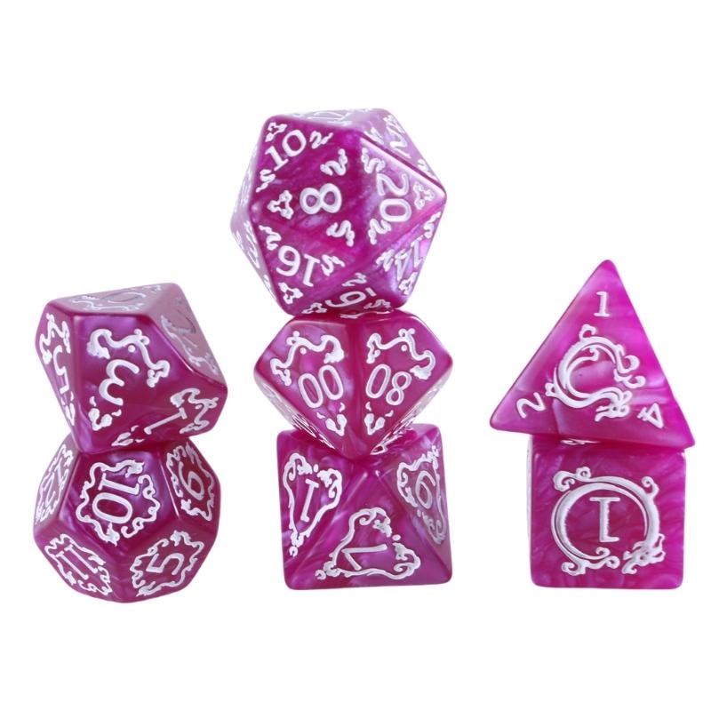 7Pcs Dragon Pattern Acrylic Polyhedral Dices Replacement Role Playing Game Dices Tabletop Game Accessories Enduring