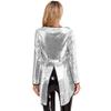 Womens Halloween Magician Dress Circus Tailcoat Jacket Sparkle Sequin Tuxedo Outerwear