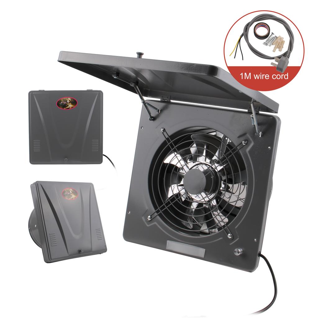 10 Zoll Wandmontierter Abluftventilator Klappdeckel Leistungsstarke Dunstabzugshaube Rauchabzug Luftabsauger für Küche und Grill 220V