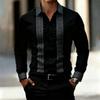 Elegant Men's Long-sleeve Shirt with Greek Key Pattern, Great for Formal or Casual Wear.