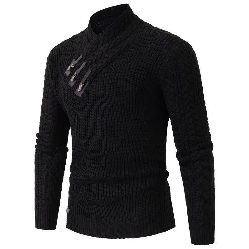 Half High Neck Sweater Men's Motorcycle Rider Slim Fit Long Sleeved Line Jacket Base Coat