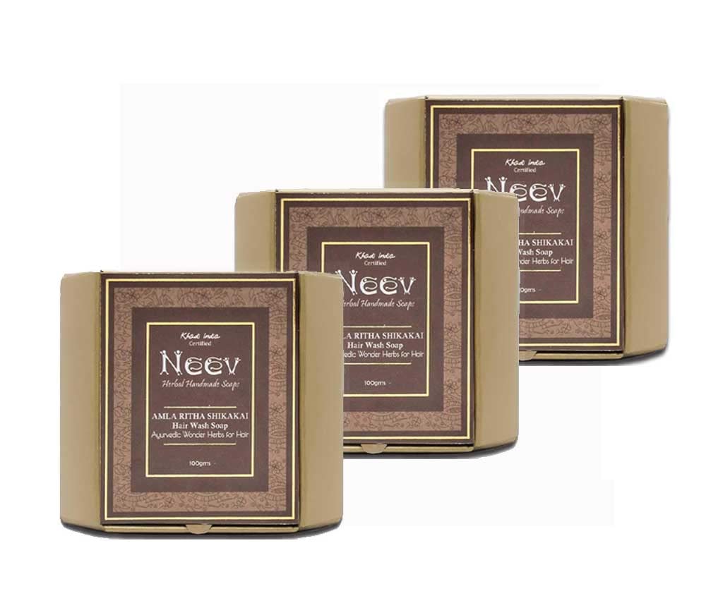 

Handmade NEEV Amla Ritha Shikakai Hair Soap Set of 3
