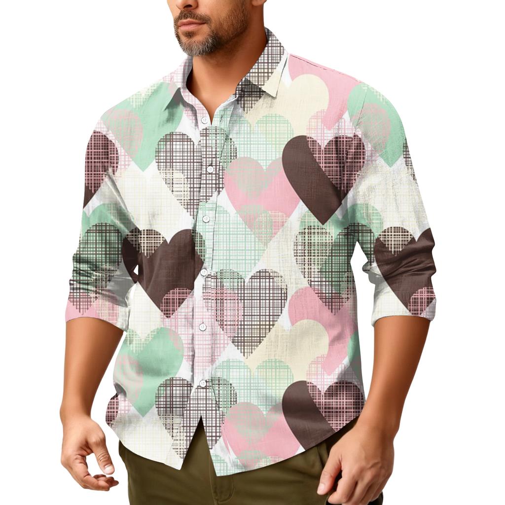 Men'S Casual Loose Fitting Long Sleeved Shirt Fashionable Lapel Shirt Top