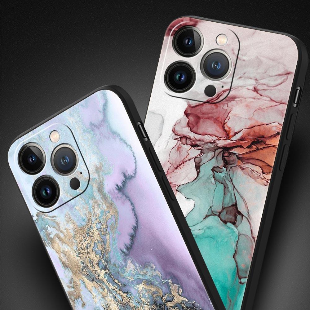 Vintage Marble Phone Case Cover for iPhone 17 16 15 14 13 12 Pro Max 11 Pro Max 17 AIR Plus Shockproof Soft TPU Shell Fundas Bag