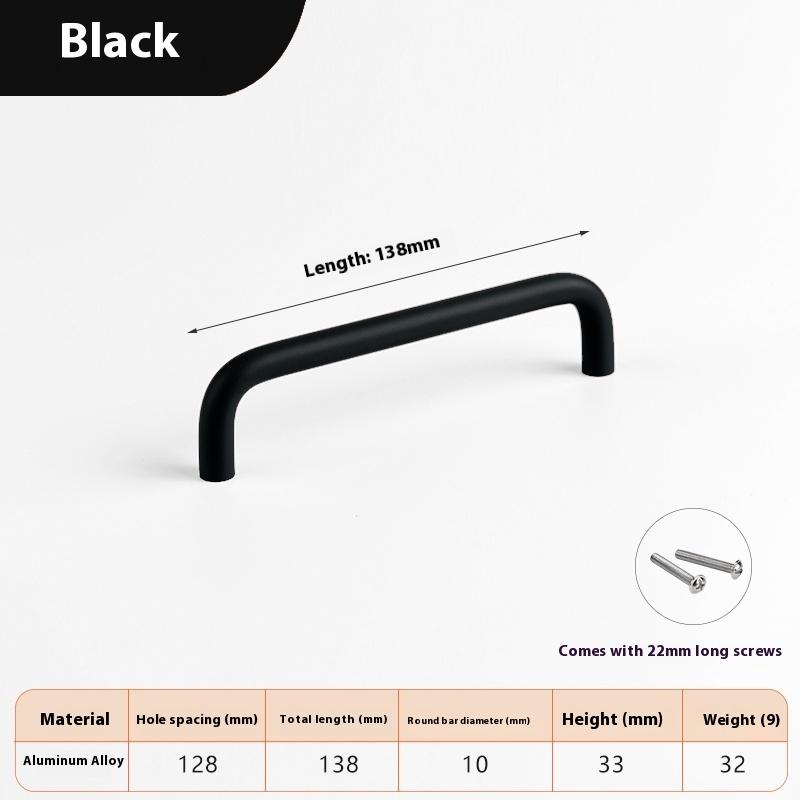 

Барвисті Прості Меблеві Ручки Шафи Ручки для Дитячої Кімнати Ручки-Кулі для Шухляд Сучасна Фурнітура з Алюмінієвого Сплаву Black 138MM