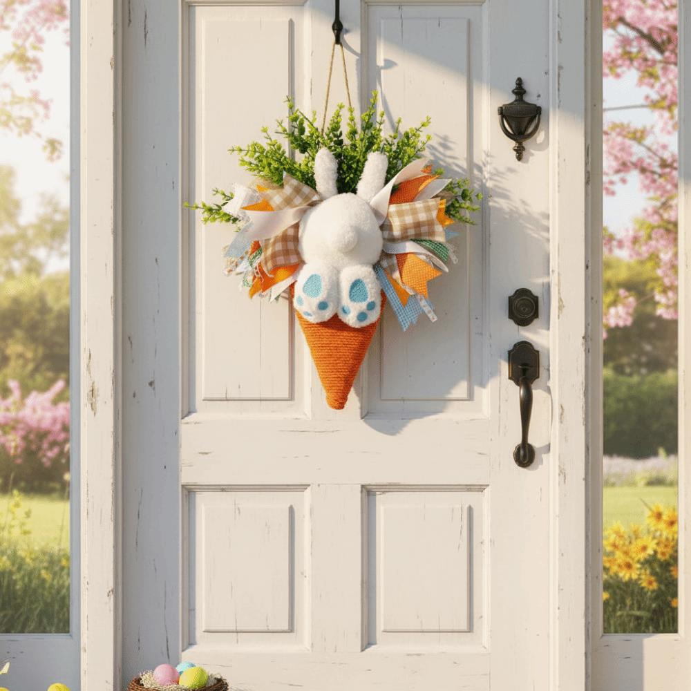 Decorative Style Easter Wreath Artificial Material Bunny Decoration Hanging Garland  Window Display