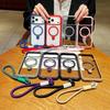 For iPhone 17 Pro Case Compatible with MagSafe Kickstand TPU PC Clear Phone Back Cover with Wrist Strap