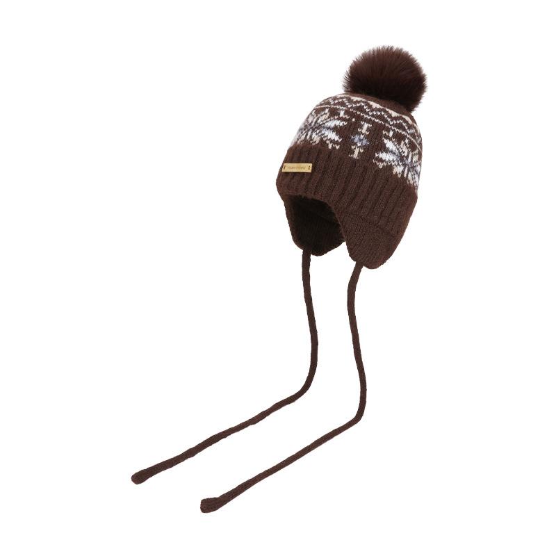 Winter Outdoor Cold and Warm Ear Protection Big Head Circumference Knitted Wool Hat Women