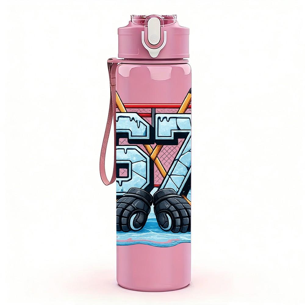1PC Number 67 Sport Badge Print 750ml Color Plastic Sports Water Bottle Leakproof Flip Straw Lid Suitable for Sports Office Home Use
