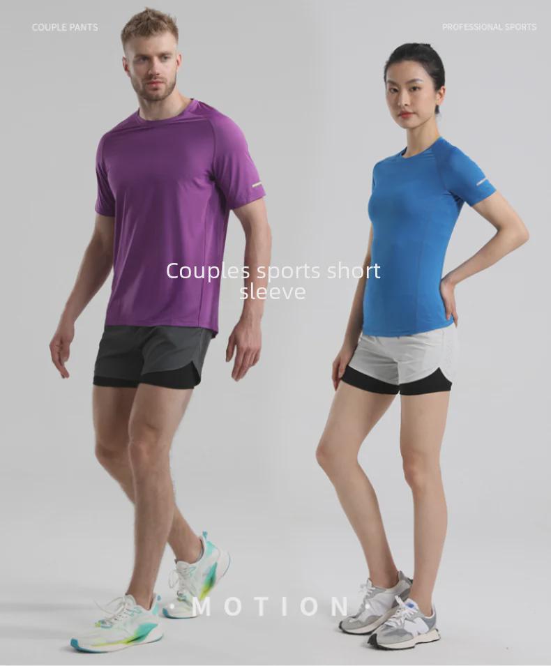 Unisex Quick-Dry Mesh Running T-Shirt with Reflective Design