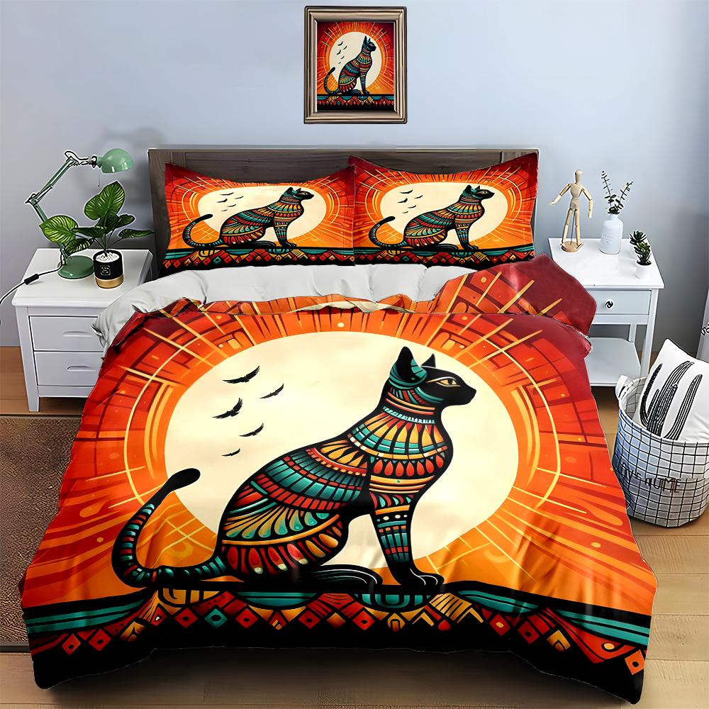 Stylized cat silhouette. Bedding Duvet cover sets Duvet covers Pillowcases gifts (1 * Duvet Cover 2 * Pillowcases, without duvet insert)