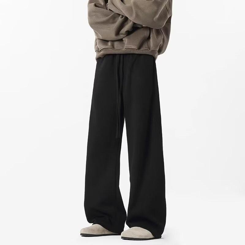 Men's Autumn/Winter Loose Straight Casual Pants with Plus Velvet - Trendy American Style