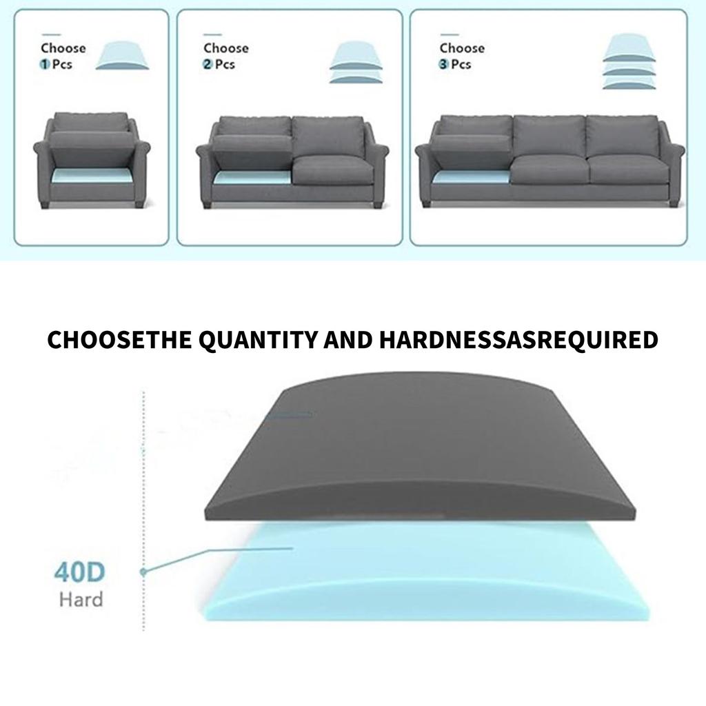 Mejora de la Firmeza Soporte para Sofás Caídos Almohadillas de Soporte para Muebles Alta Elasticidad Esponja 40D Acolchados Para Renovaciones de Sofás de Hogar y Oficina