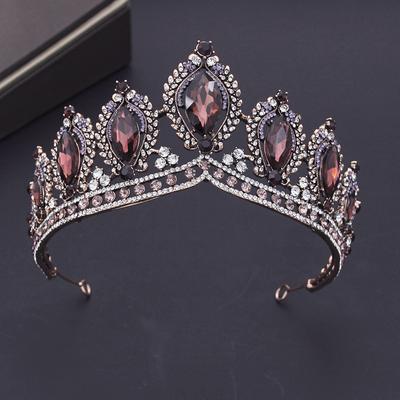 Splendido caffè viola cristallo corona nuziale abito da sposa gioielli ballo di fine anno ragazze sposa diademi copricapo