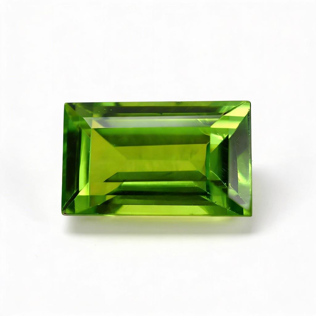 Natural 10.15 Ct Peridot Green Baguette Shape For Ring CERTIFIED Loose Gemstone