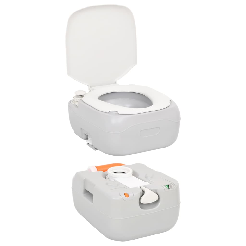 Vidaxl WC Portatile da Campeggio, Grigio-Bianco, 22+12 L, Hdpe