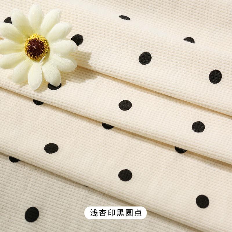 Summer Fashion Stretchy Dot Rib Printed Cotton Sewing Knit Fabric By Half Yards Dress,T-shirt Jersey Material  sewing tela