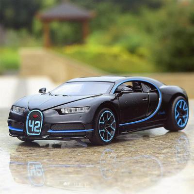 Bugatti Chiron Supersport Simulation Diecast & Toy Vehicles Sounds & Light Pull Back Car 1:32 Alloy Model Gifts For Children