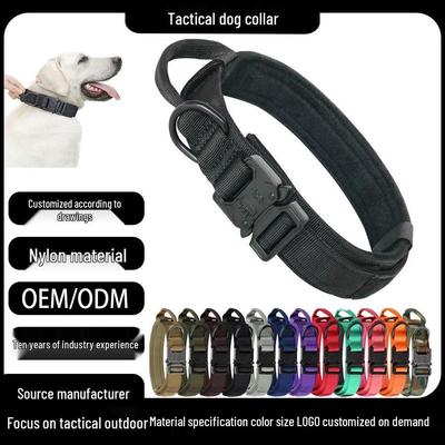 Tactical Large Dog Collar with Handle and Hook & Loop for Outdoor Use