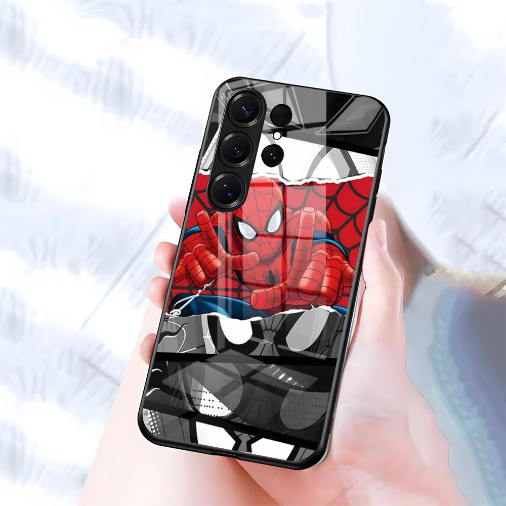 S-Spiders Cool Man Phone Case For Samsung S26 S25 S24 FE S23 S22 S21 Plus S20 Ultra Note20Ultra Black Glass Cover