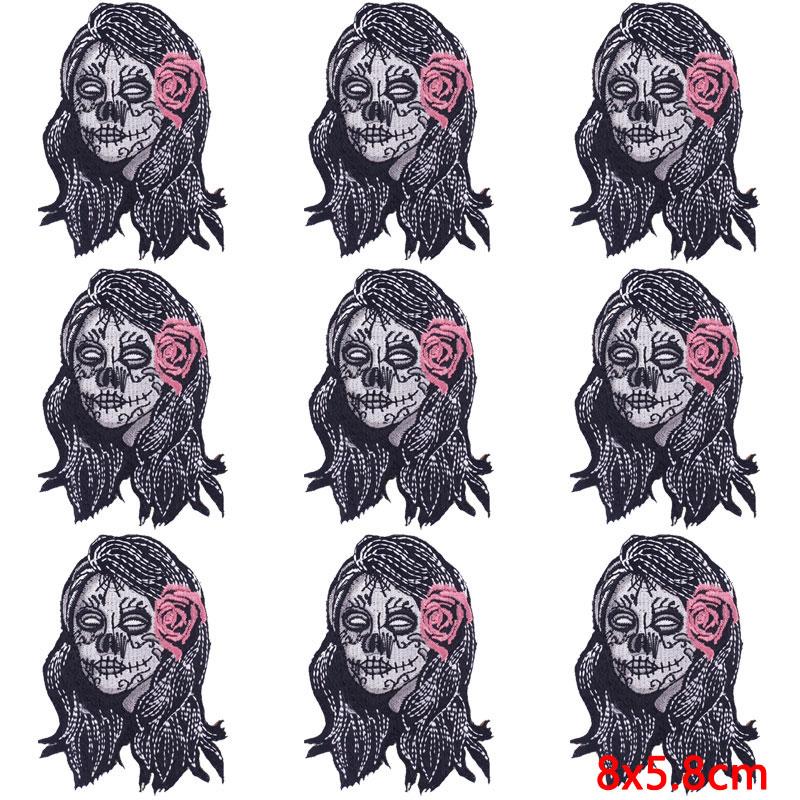 10Pcs/Lot Skull Punk Patches For Clothing Hip Hop Iron On Patches For Clothes Patch Thermoadhesive Embroidery Fusible Patch DIY