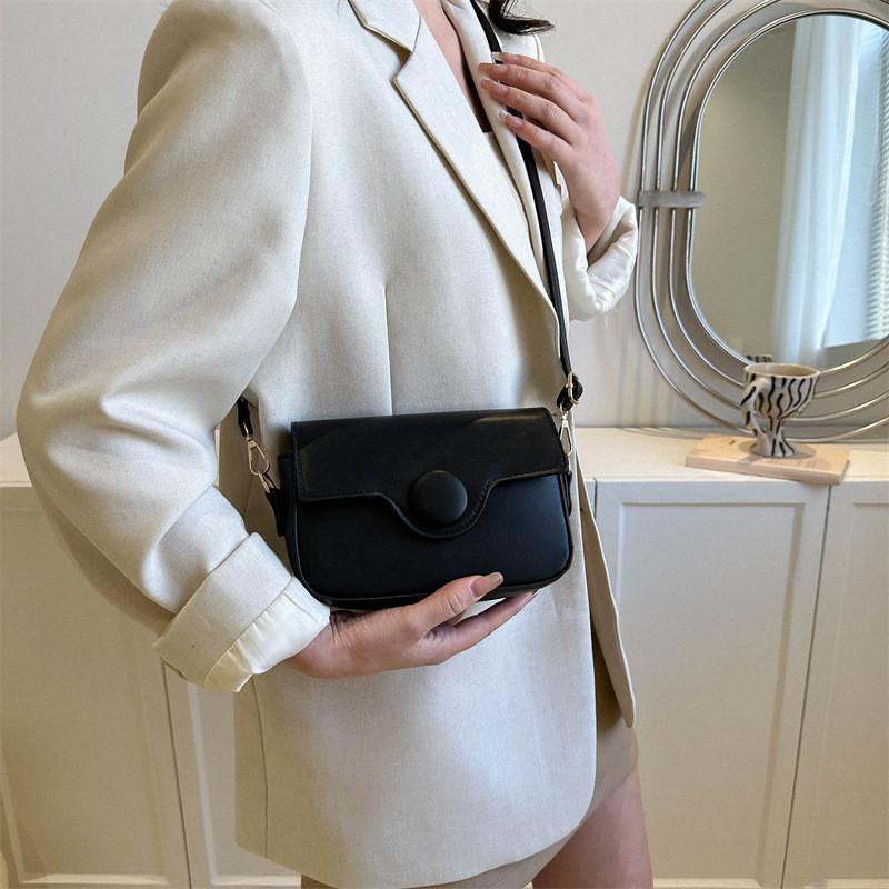 Stylish Spring Women's Pu Small Square Handbag Trendy Versatile Shoulder Bag In Black White Khaki Rosy Orange