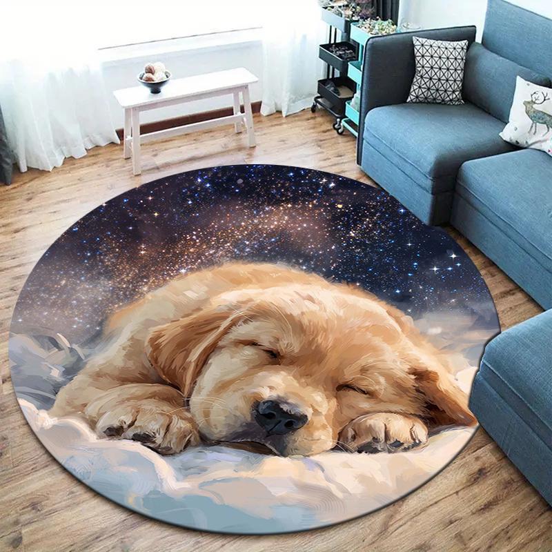 

Cute puppy Round Area Rug,Carpet Rug for Living Room Bedroom Sofa Playroom Decor,Non-slip Floor Mat 80cmx80cm