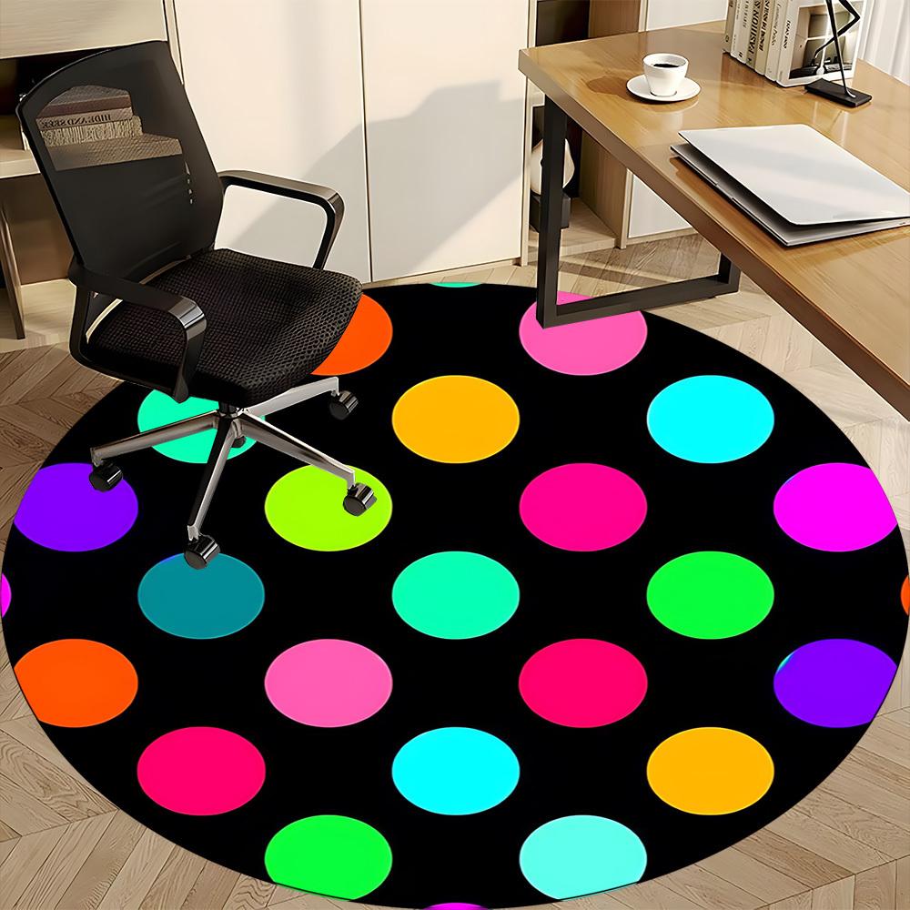 1PC Colorful Dots Pattern Chair Carpet for Office, Indoor Non-Slip Washable Carpet, Soft Comfortable Mat For Office Room yy250930197