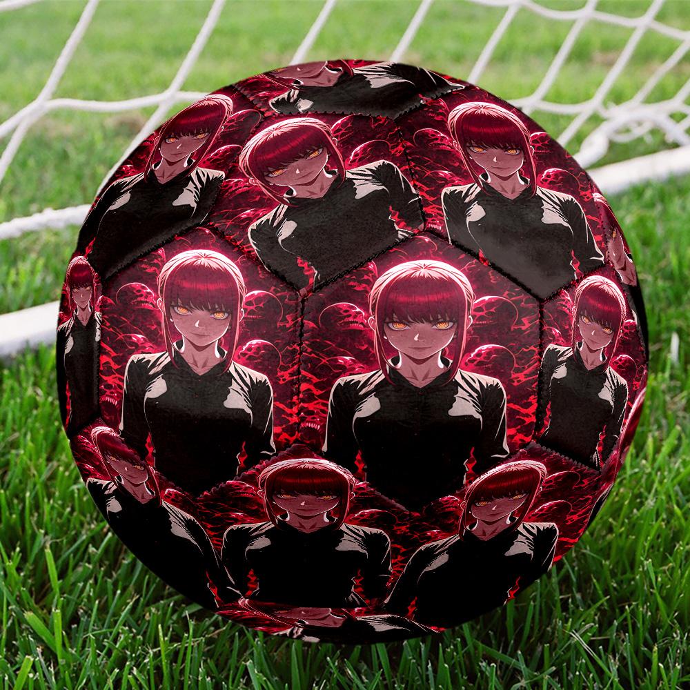 Makima Chainsaw Man Print Size 5 Soccer Ball, Standard Match Football for Sports Game and Team Practice, Ideal Gift for Soccer Fans