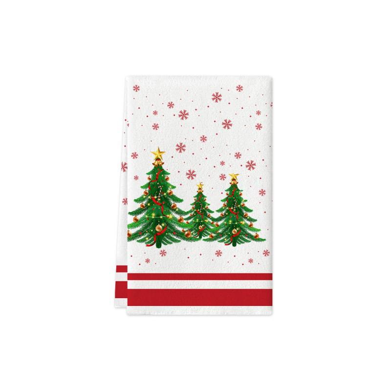 Christmas Kitchen Towel Nordic Style Snowman Print Dish Multipurpose Cotton Tea Home Holiday Decor