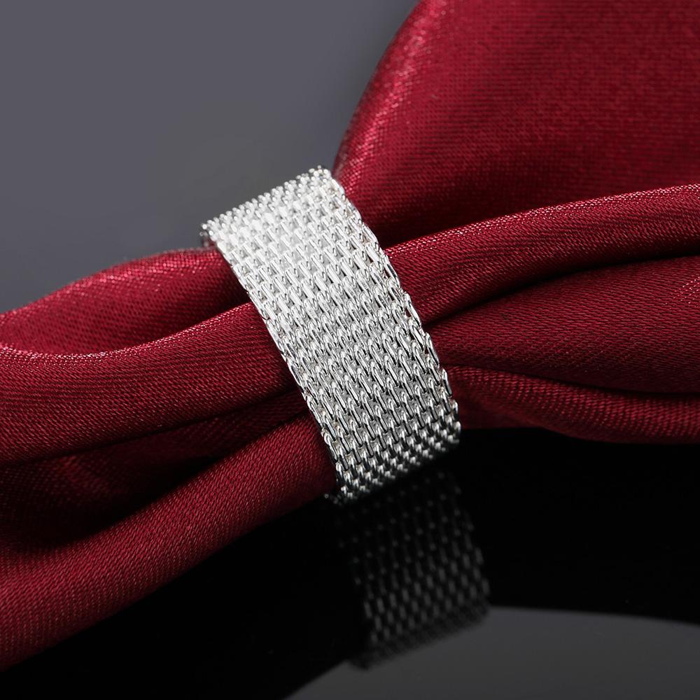 925 Sterling Silver Interwoven Mesh Ring Módní svatební šperky
