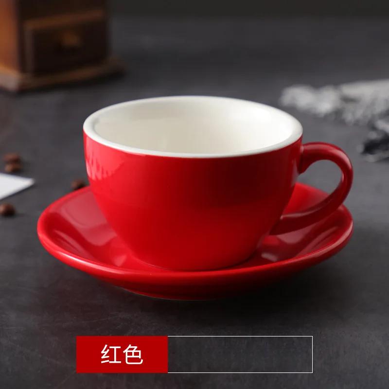 Glazură colorată, ceramică îngroșată, ceașcă cu latte pentru cappuccino, ceașcă profesională figurată, gură de competiție standard, ceașcă de cafea de 250 ml