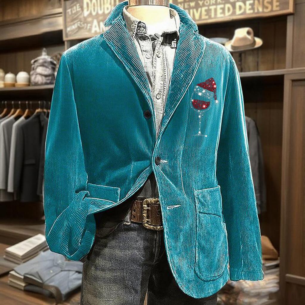 Men's Solid Color Corduroy Warm Pocket Suit Jacket Cardigan Men's Casual Suit