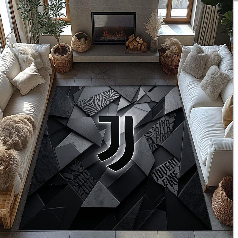 Tappeto in Flanella Stampato Juventus FC Antiscivolo Morbido Poliestere Tappeto per Pavimento Tappetino Decorativo per Interni per Camera da Letto Soggiorno Divano