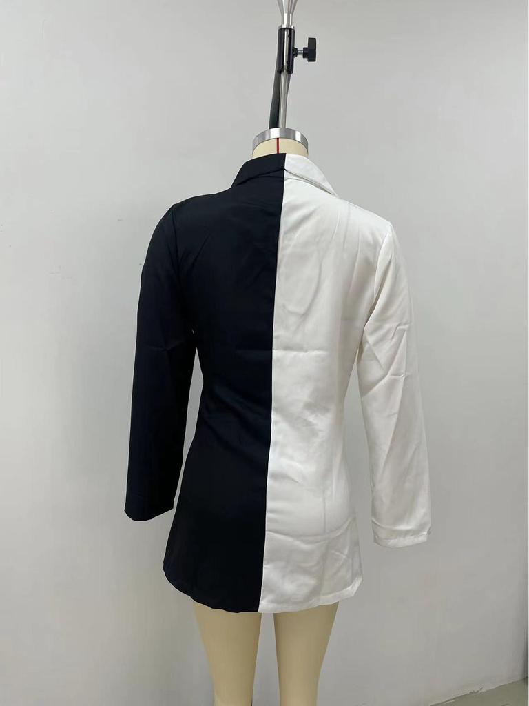 2022 Farbblock-Naht V-Ausschnitt OL Professioneller Cardigan-Blazer