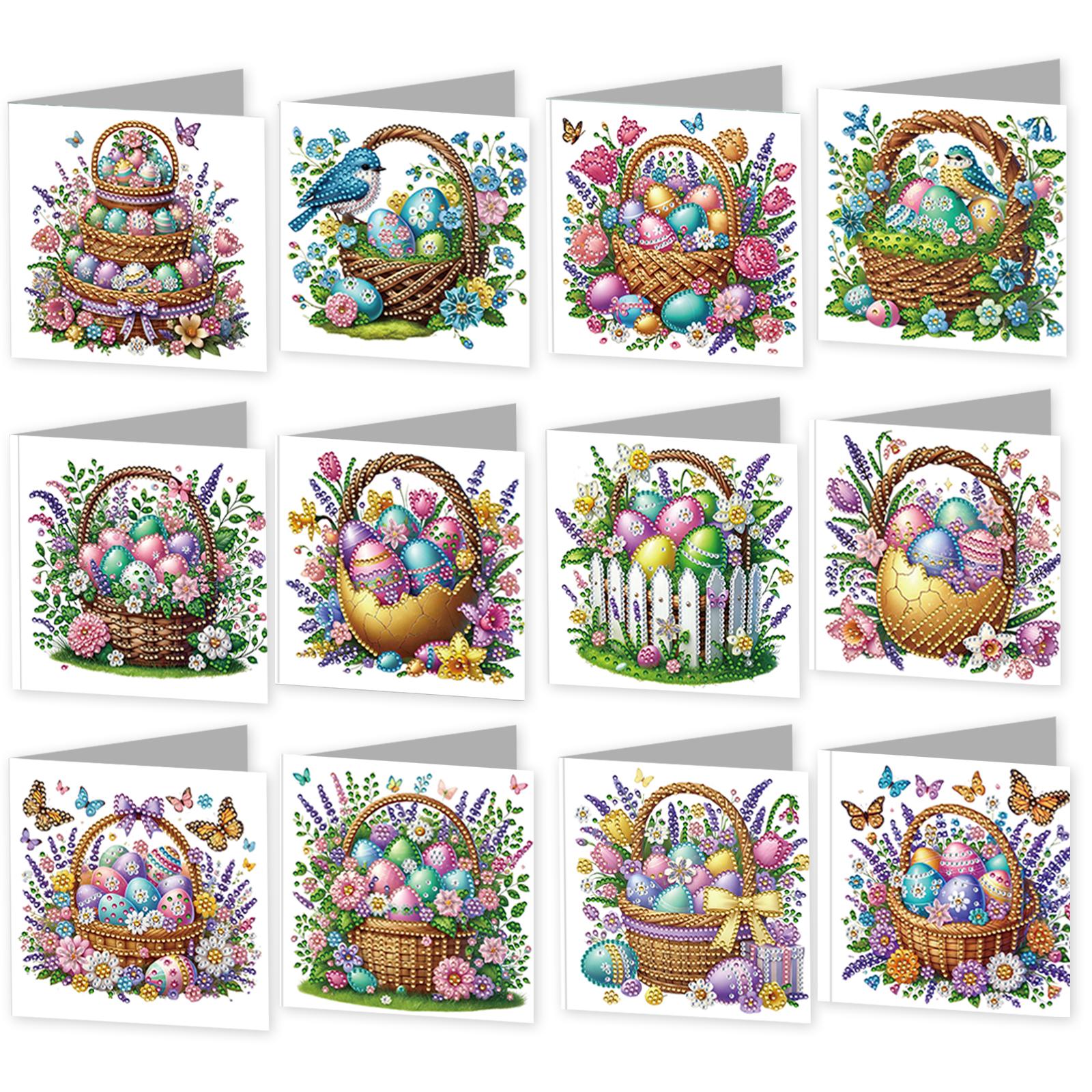 

12Pcs DIY Diamond Art Painting Greeting Card Kit Diamond Painting Greeting Card Kit for Christmas Birthday Easter Holiday