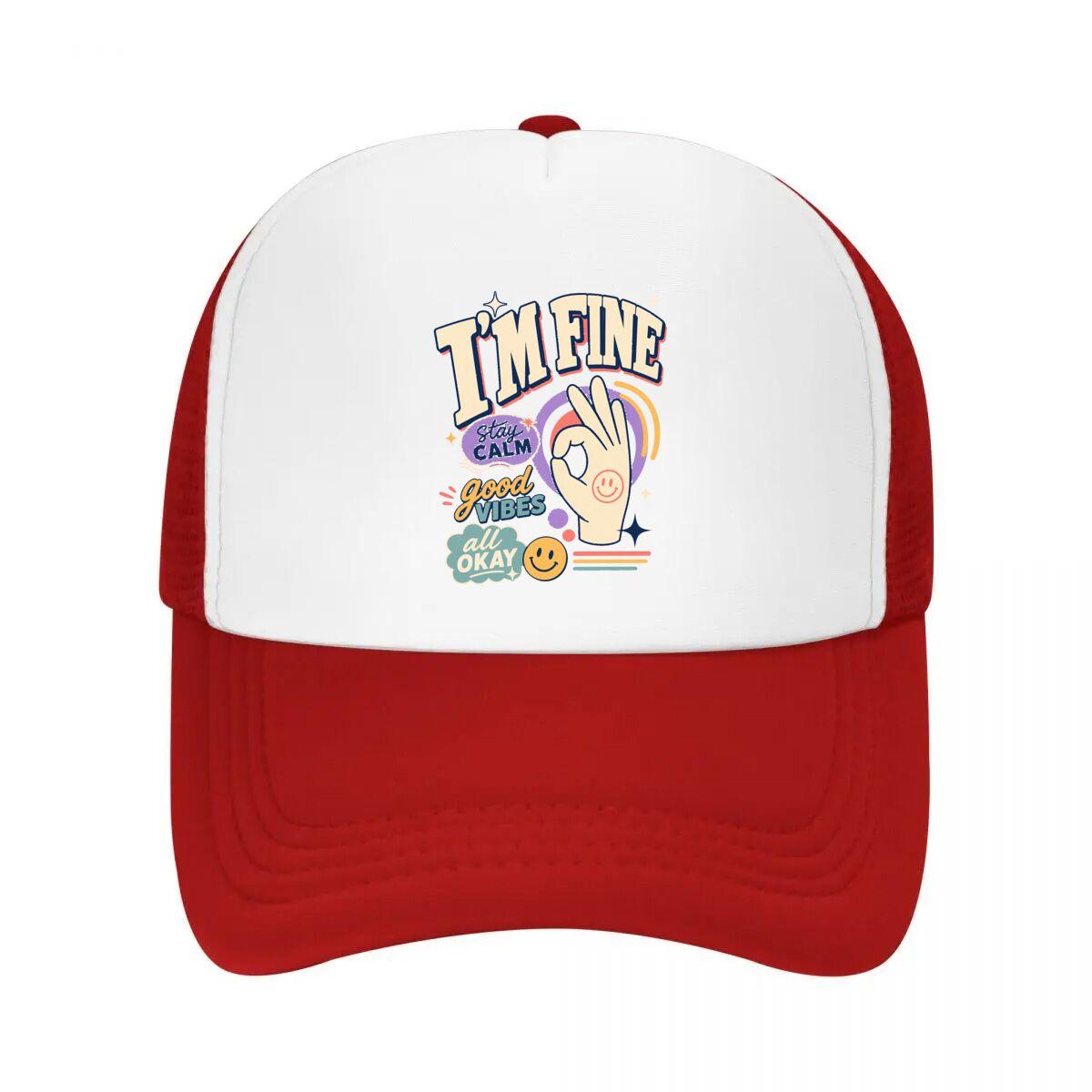 Im Fine Retro Hand Gesture Mesh Baseball Cap Casual Hat Outdoor  For Womens Unisex FeUnisex One Size