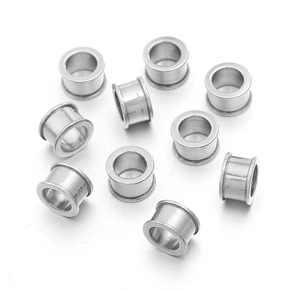 5-10pcs/lot Stainless Steel Spacer Beads Big Hole Round Big Hole Slider Beads DIY Jewelry Making Necklace Bracelet Accessories