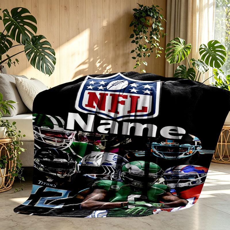Custom Name Personalized NFL Print Blanket, Home Decor, Bedroom, Sofa, Camping, Couch, Gifts for Birthday Christmas